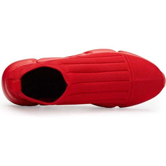 Men's All Red Breathable Tennis Running Walking Sport Gym Slip On Sneakers Shoes - Picture 7 of 7